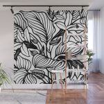 White And Black Floral Minimalist Line Drawing Wall Mural by Beautiful Homes USA (1)